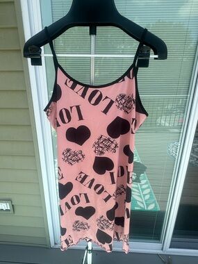 ☀️Pink & Black Heart Print nightgown